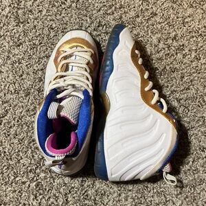 Jordan Kids White Gold and Blue Sneakers